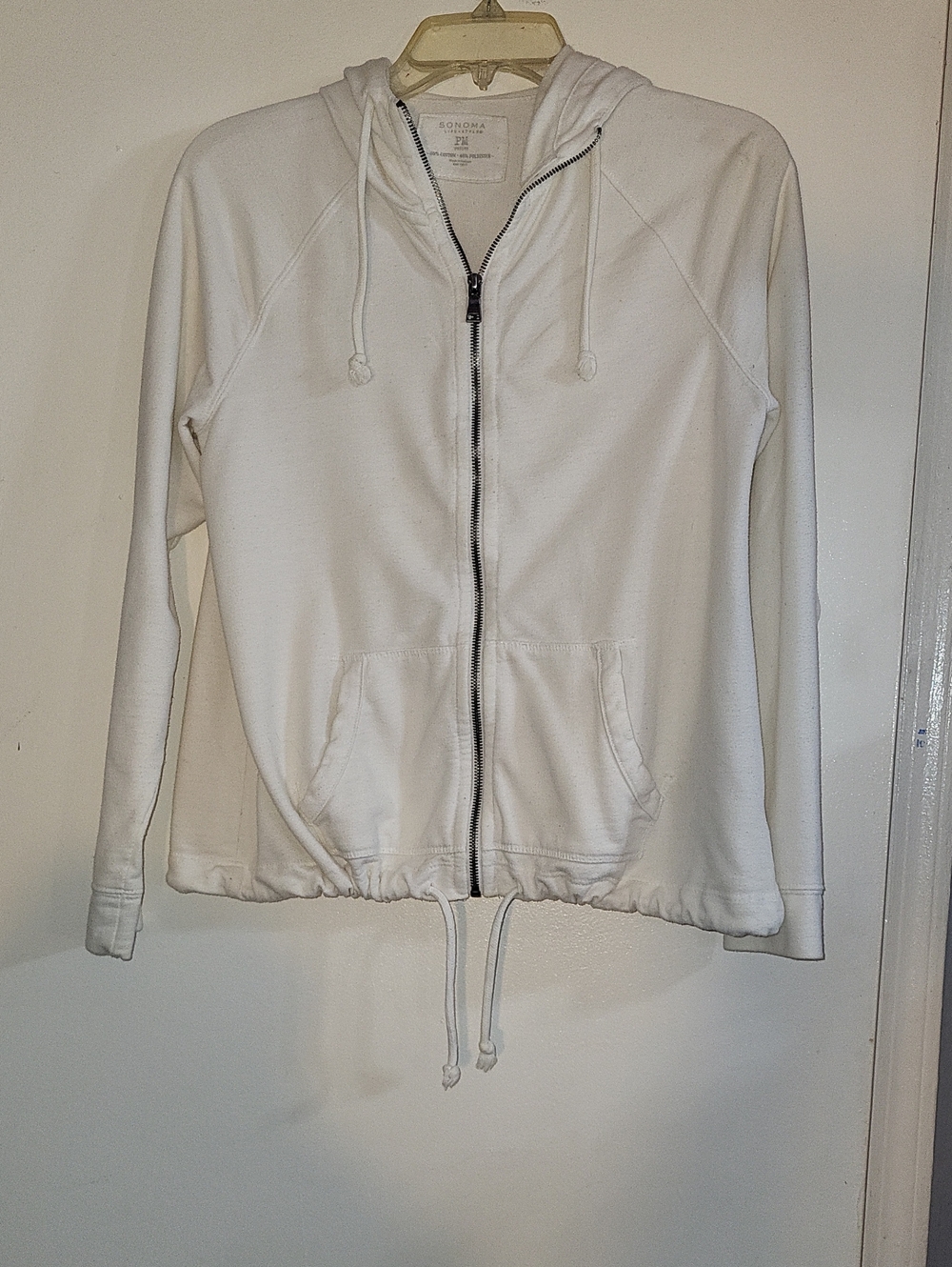 Sonoma White Zip-Up Hoodie Jacket